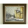 Image 2 : Oil on canvas, wintry castle scene, signed, in a wood frame