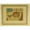 Image 1 : A watercolor Moroccan still life, signed ''Bob King,'' in a cream colored carved frame