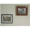 Image 2 : Two art pieces to include a hand colored print, colonial scene veranada, burgundy mat in a gilt fram