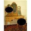 Image 2 : Golden Oak French Provincial style vanity with 3 way mirror.