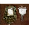 Image 2 : Two older mirrors. The first is a simple beveled glass hand held mirror (no framework.) The second i