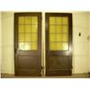 Image 2 : 2 solid oak doors with leaded window panes, c. 1929, original hardware, glass breakage noted