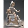 Image 1 : Lladro porcelain figurine B #5033 ''Esquivando a la oca'' of Escaping the goose. Approximately 10'' 