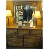 Image 2 : 5 PIECE BEDROOM SUITE, MIRRORED DRESSER, CHEST OF DRAWERS, 2 NIGHT STANDS & QUEEN SIZE BED FRAME