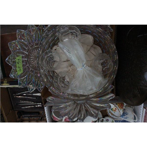 Punch Bowl, cups, & 3 Serving Platters