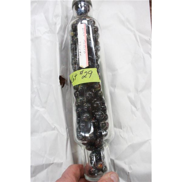 Glass Rolling Pin with Black Mottled Marbles
