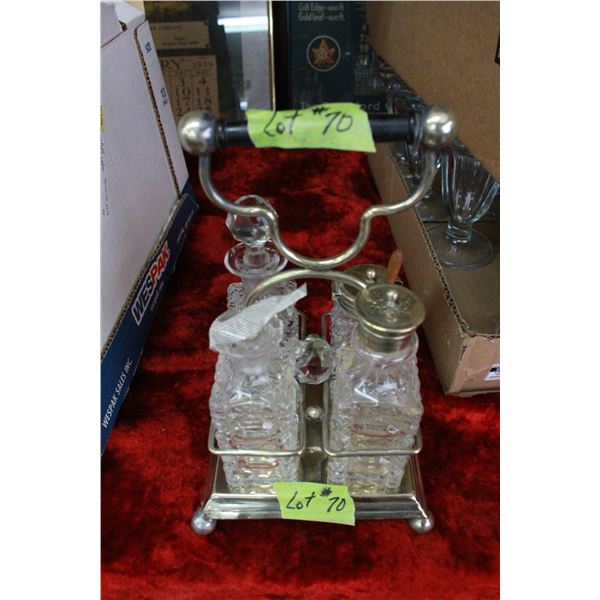 Cruet Set - Silver & Crystal 4 Piece