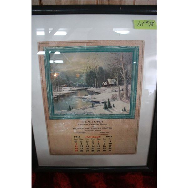 Framed Calendar "Textura" Exclusive Calendar Mount 1948