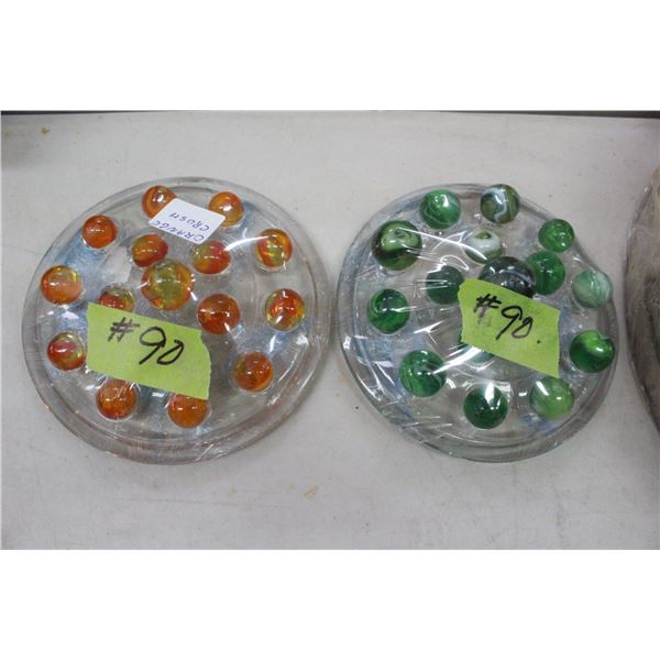 16 Orange Crush Marbles & 16 Green Marbles