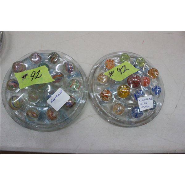 16 "Swirl" Marbles &  About 16 "Wire-pull" Marbles
