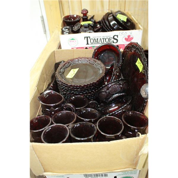 Box of "Cape Cod" Avon Dishes; Assorted Pieces