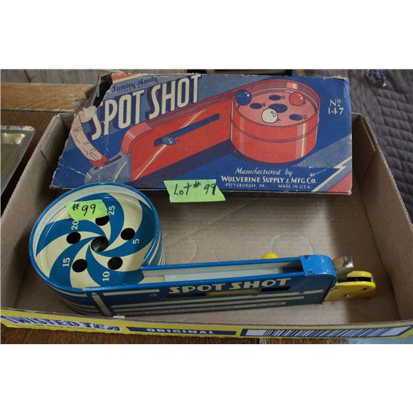 Old Game "Spot Shot" #147 Tin Litho Marble Shooting Game (toy)