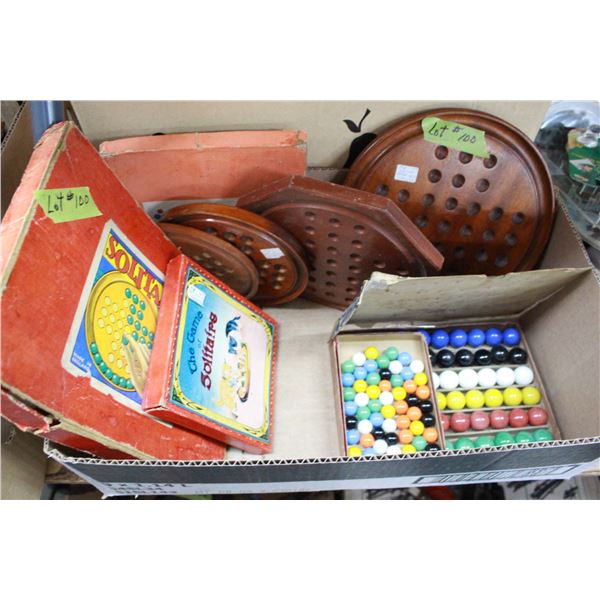 Collection of "Solitaire" Game Boards & Marbles