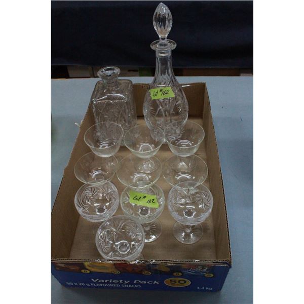 Box of Crystal - 2 Decanters & 10 Stemware