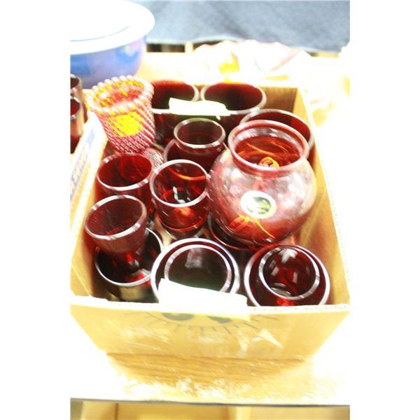 17 Pieces - "Ruby"  Glassware