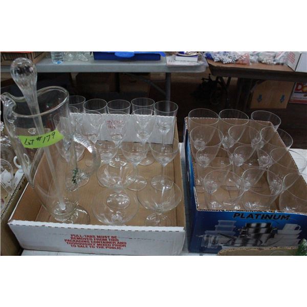 2 Boxes of Crystal Stemware (28 pc.) & Picher w/stir stick