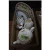 Image 1 : Assorted Dishes, Wedgewood Plates, Royal Albert Saucers, Teapot, Cream Pitcher , etc.