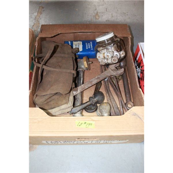 Bag of Old Tools & Misc. Fence Insulators