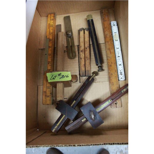 4 Scribes & 3 Folding Measuring Sticks, etc.