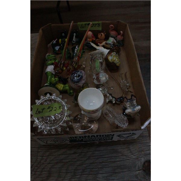 Collection of Glass Figurines ; Frog Orchestra, Birds etc.