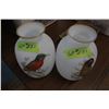 Image 1 : 2 Frosted Glass Vases (Bird Images)