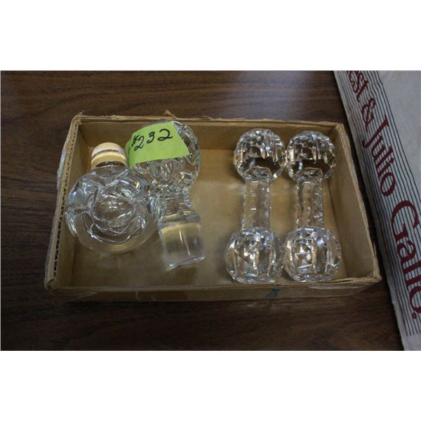 2 Crystal Stoppers & 2 Crystal Knife Rests