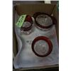 Image 1 : Cream & Sugar (Ruby Glass Trim) & Sugar Bowl (Cranberry Trim)