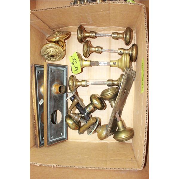 8 Sets of Brass Door Knobs & 3 Back Plates
