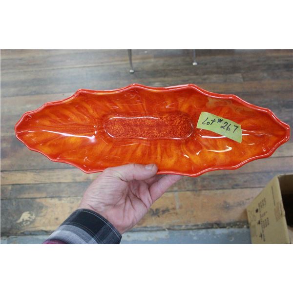 2 Silver-like Goblets; 2 Stemware; a Silver Trimmed Divided Dish; 2 Spoons & an Orange Dish