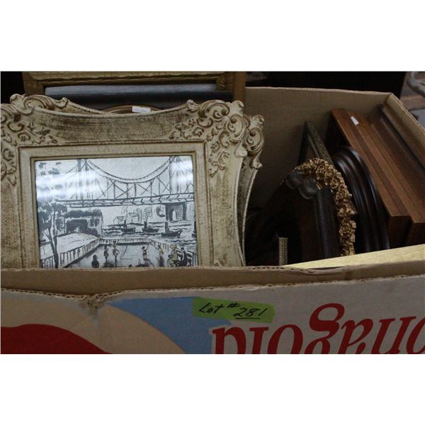 Apple Box with Pictures Frames (some have pictures)