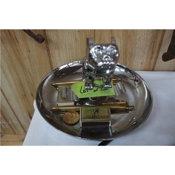 "Mack" items:  Ashtray; Coin; Pens; Matchbox