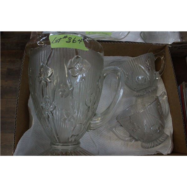 3 Pieces of Clear Iris & Herringbone - Sugar , Cream & Pitcher