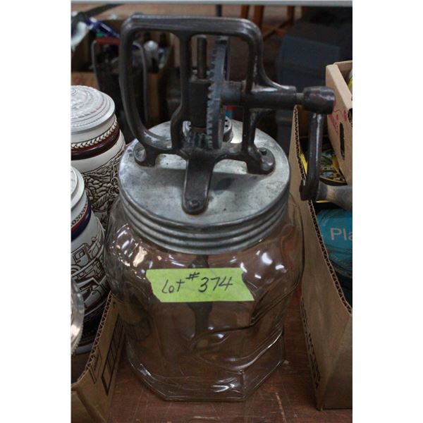 Gallon Glass Butter Churn with Complete Top