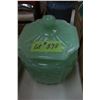 Image 1 : Cookie Jar - Green Embossed Glass - Like Depression
