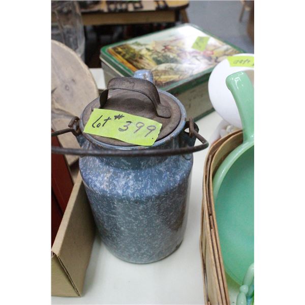 Enamelware Container "Water Carrier" with Lid and Handle