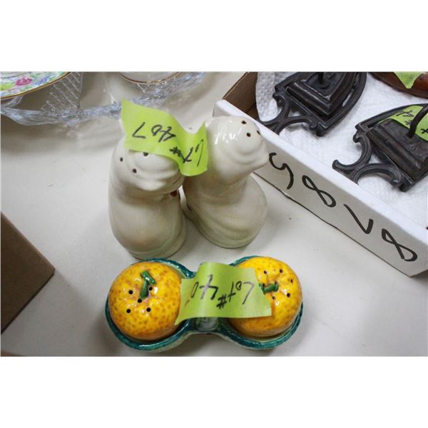 2 Sets of Salt & Pepper (Occupied Japan)  & a Pair of Cats