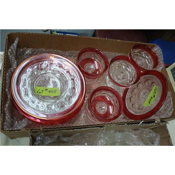 Cranberry Trim Dishes