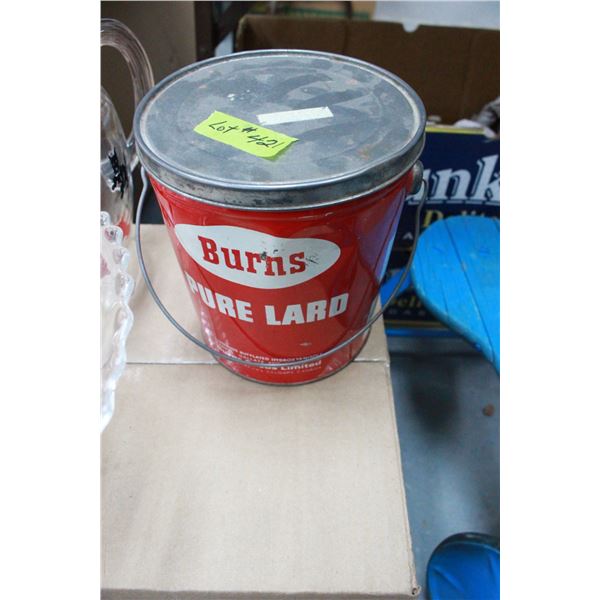 "Burns Lard" Pail & Lid
