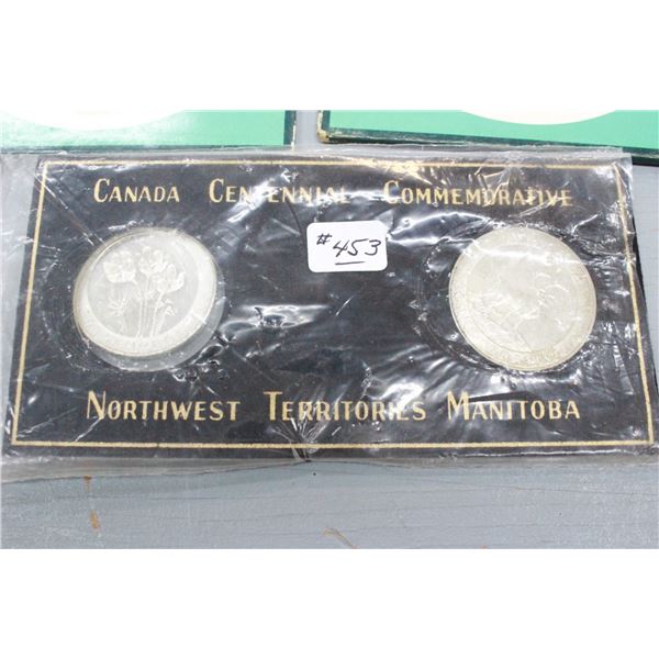 Canada Centennial Medallions (2) NWT,  MAN. (1870-1970)