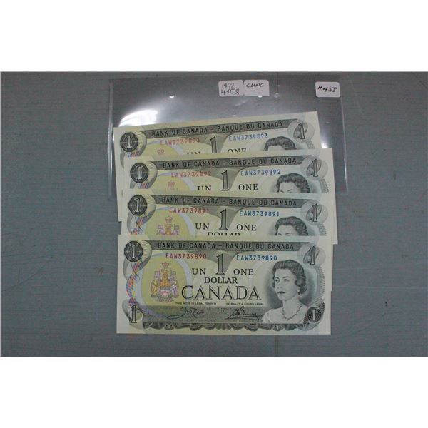 Canada One Dollar Bills (4) 1973, Seq. ; C-UNC