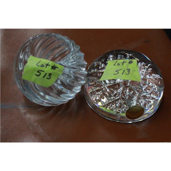 One Crystal Paperweight & Glass Container