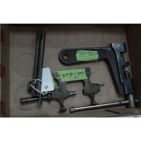 Box of Tools; Bicycle Chain Tool, Depth gauge & Other Tool