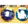 Image 1 : 2 Blue Paperweights with bust-like images inside