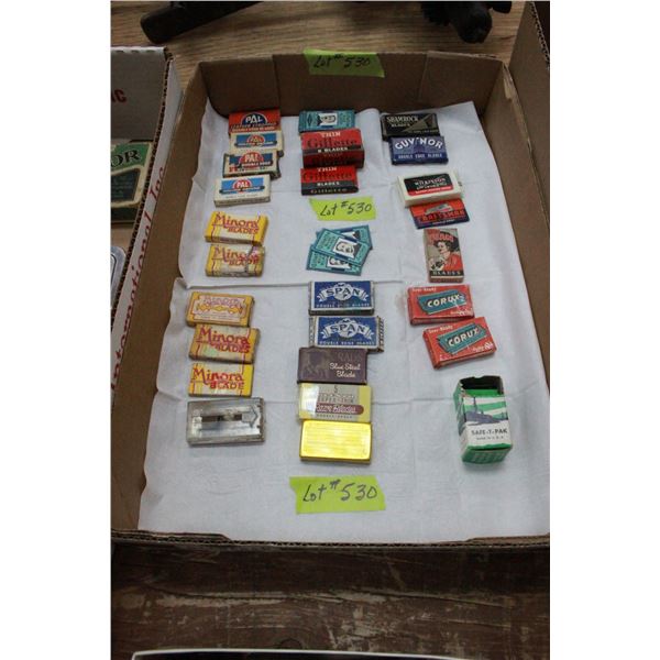 Box of Assorted Packages of Razor Blades
