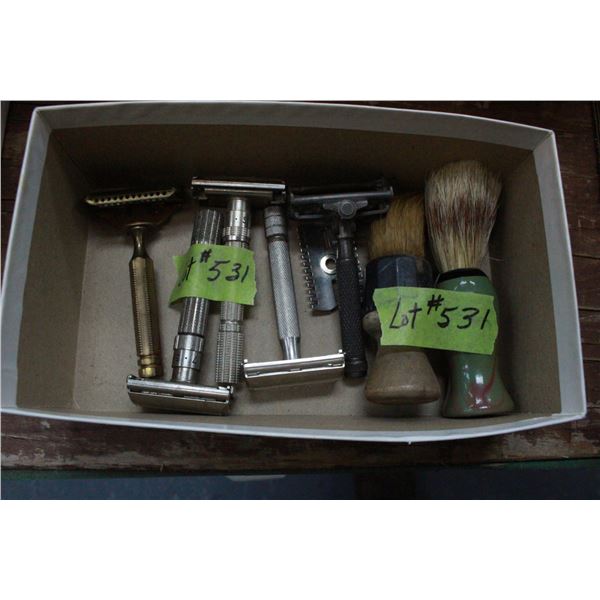 5 Razors & 2 Shaving Brushes