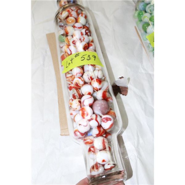 Glass Rolling Pin with Reddish Swirl Marbles