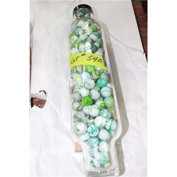 Glass Rolling Pin with Green Marbles