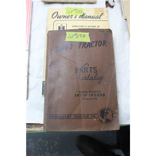 McCormick Harrow/Plow Manual & DW10 Tractor parts Catalog