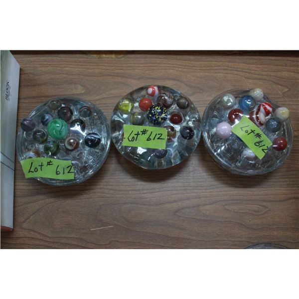 3 Marble Arrangements in Flower Frogs