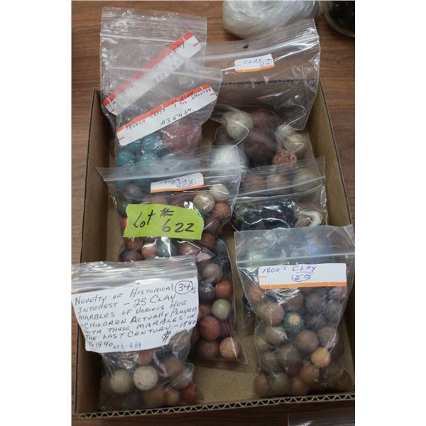 1800's Clay Marbles - 6 Bags